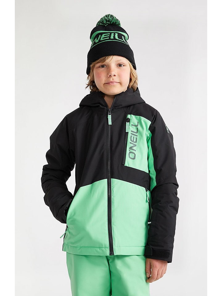 O`Neill Kurtka narciarska "Jacksaw" w kolorze zielono-czarnym