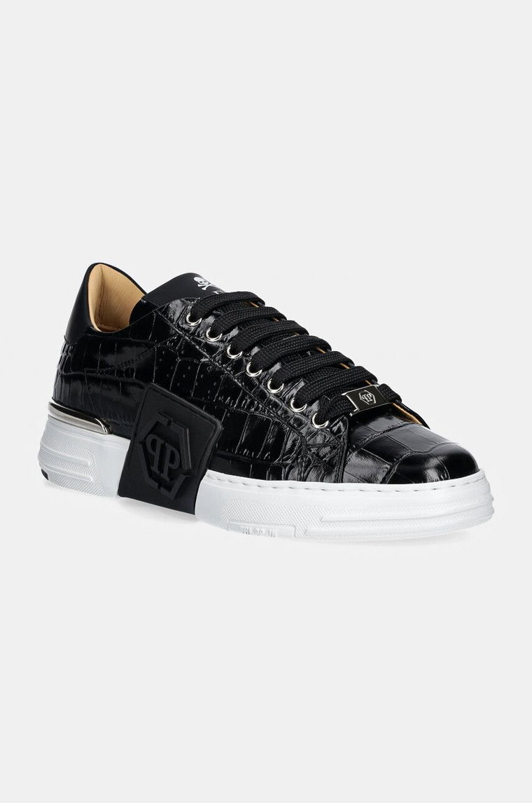 Philipp Plein sneakersy skórzane Crocco Lo-Top Hexagon kolor czarny USC0653 PTE003N 02