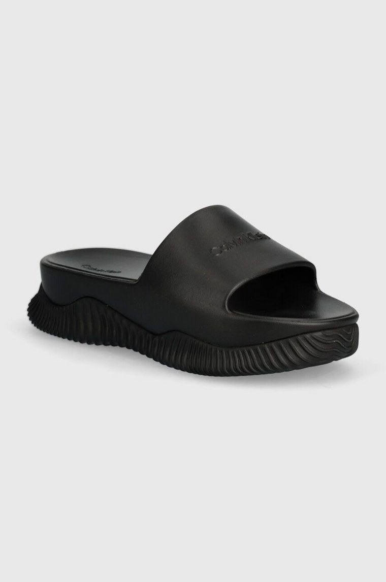 Calvin Klein klapki FLATFORM SLIDE EVA damskie kolor czarny na platformie HW0HW01973