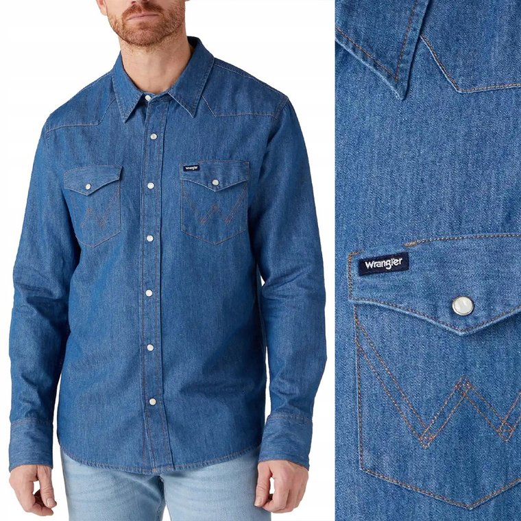 Wrangler Indigo 27MW Mid Stone KOSZULA DżINS REGULAR FIT S