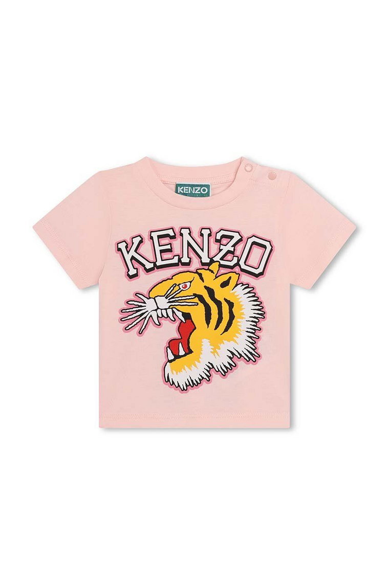 Kenzo Kids t-shirt bawełniany dziecięcy kolor różowy z nadrukiem