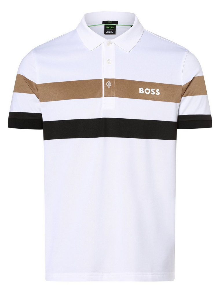 BOSS Green - Męska koszulka polo  Patteo MB 9, biały|brązowy|czarny