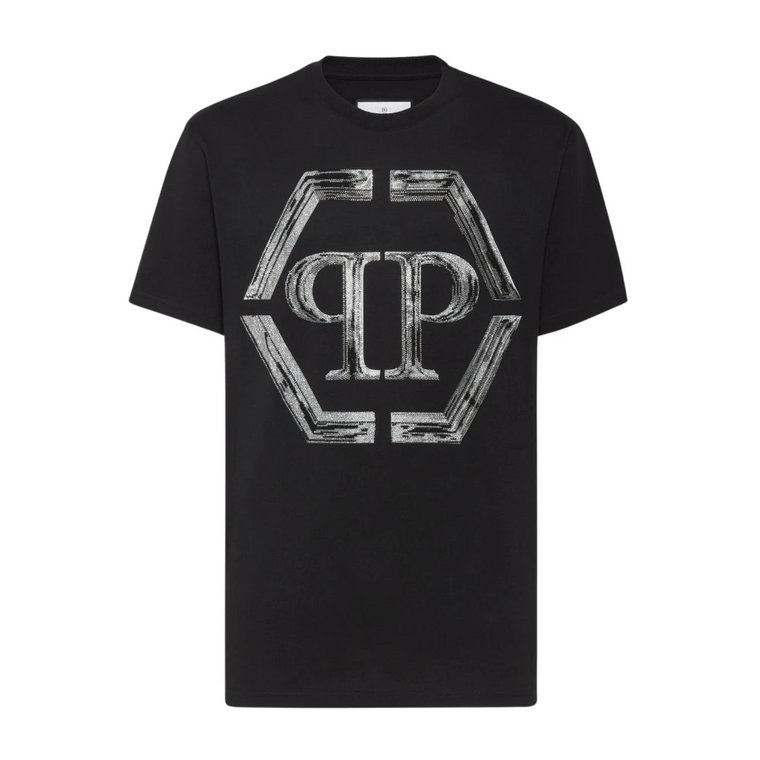 Klasyczna Czarna Koszulka `PP Glass` Philipp Plein