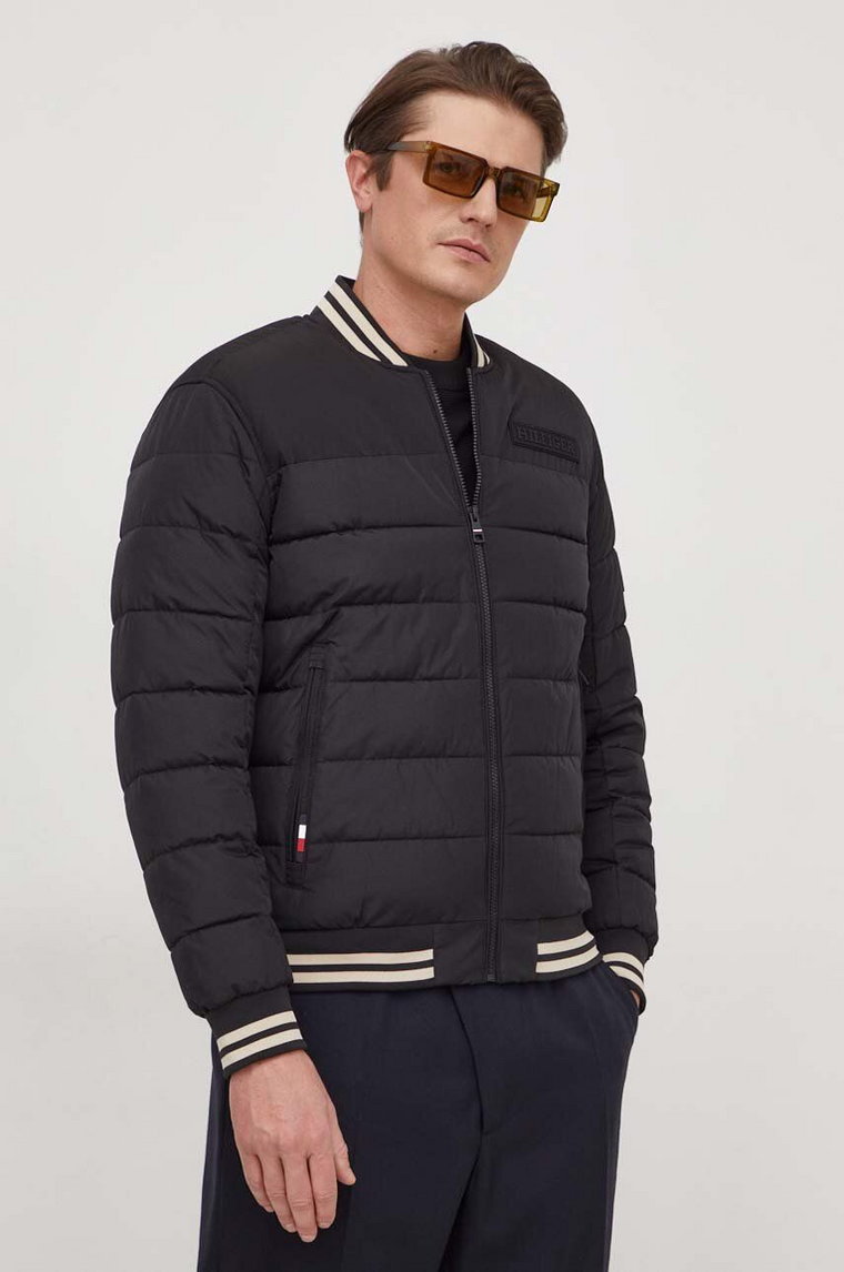 Tommy Hilfiger kurtka bomber męski kolor czarny przejściowa