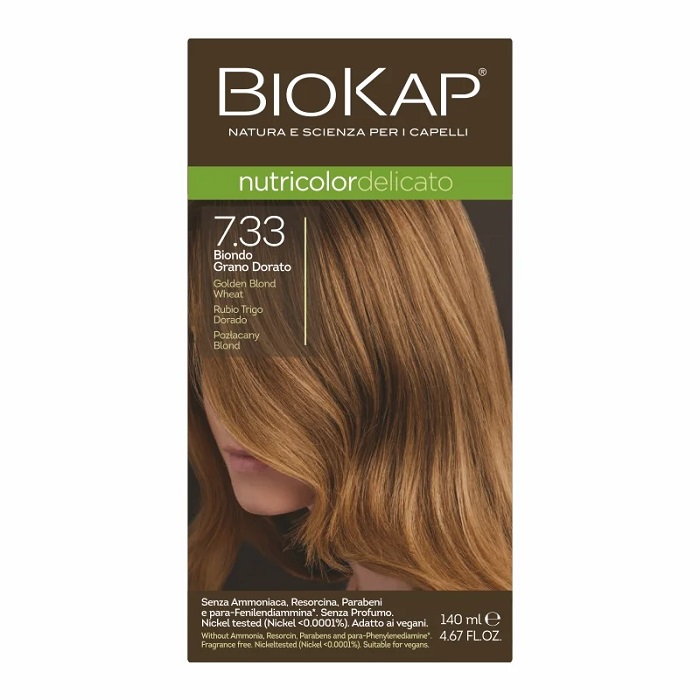 Biokap Nutricolor Delicato Farba do włosów, 7.33 Pozłacany Blond