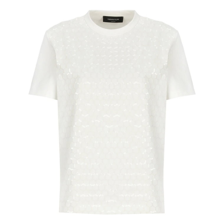 Biała T-shirt z cekinami Fabiana Filippi