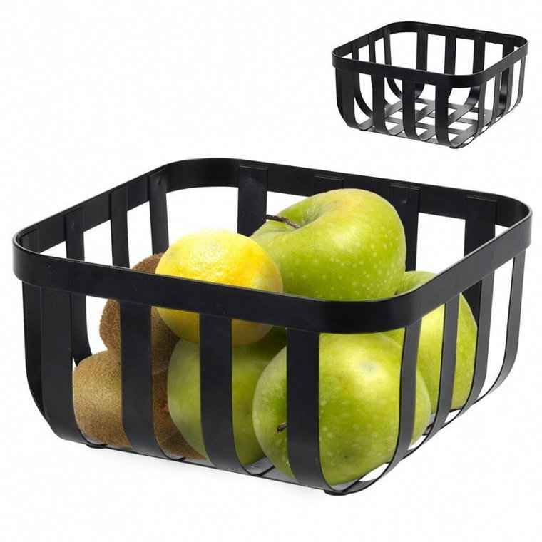 Koszyk na owoce i warzywa kosz metalowy czarny miska kwadratowy loft 19,5x19,5 cm kod: O-229028