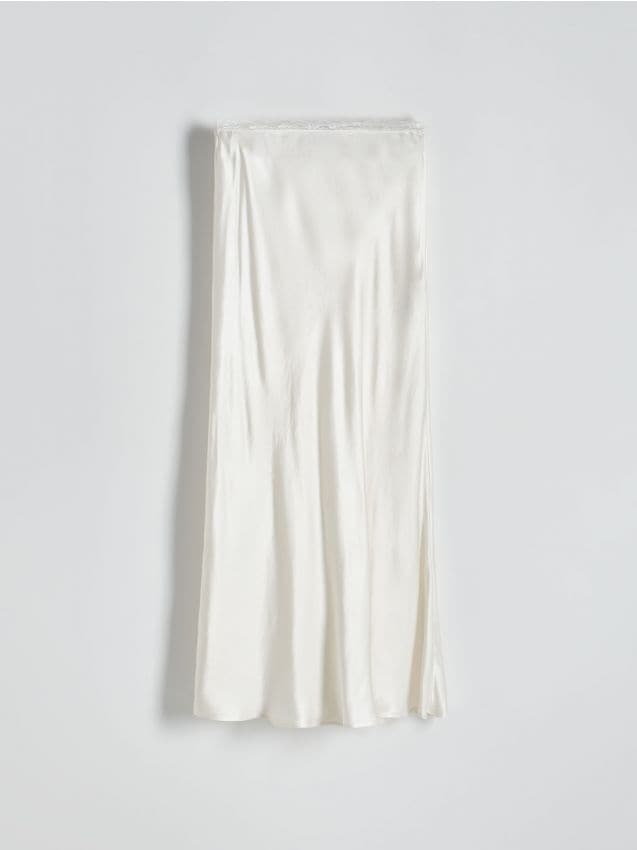 Reserved - Spódnica maxi z wiskozy - złamana biel