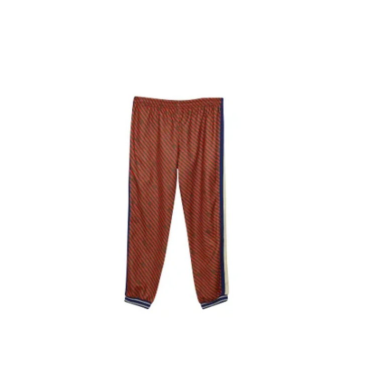 Czerwone Spodnie-Szorty-Spódnice z Poliestru w Paski na Przekątną Gucci