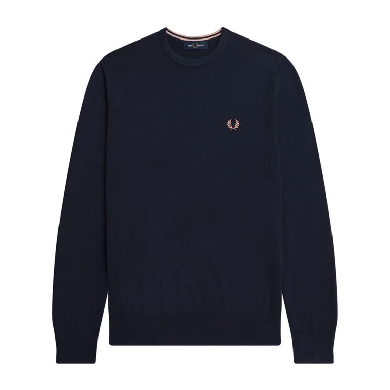 Niebieski Sweter z Haftowanym Logo Fred Perry