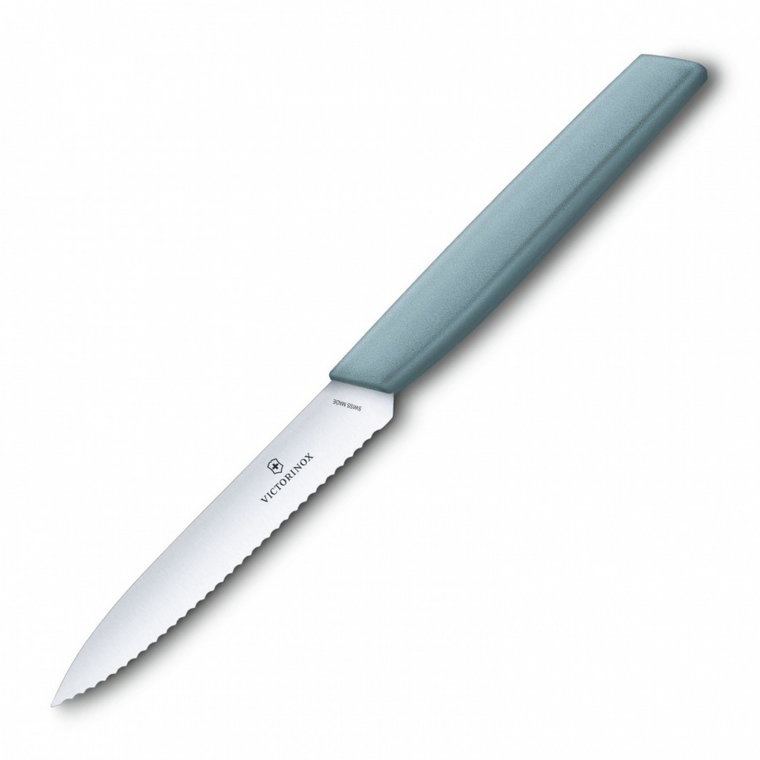 Victorinox - swiss modern - nóż do warzyw i owoców - ząbkowane ostrze - 10 cm - szaro-niebieski kod: 6.9006.10W21