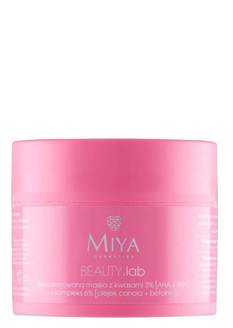 Miya Beauty.lab - maska z kwasami 3% (AHA + BHA) + kompleks 6% (olejek canola + betaina) 50 g