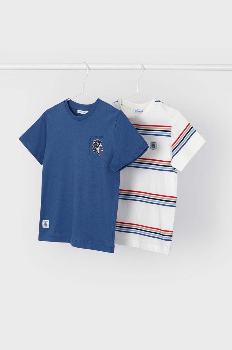 Mayoral t-shirt bawełniany dziecięcy 2-pack kolor niebieski wzorzysty