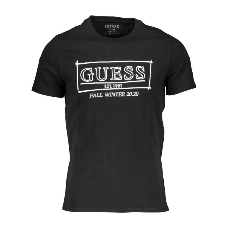 Czarna koszulka męska z nadrukiem logo Guess