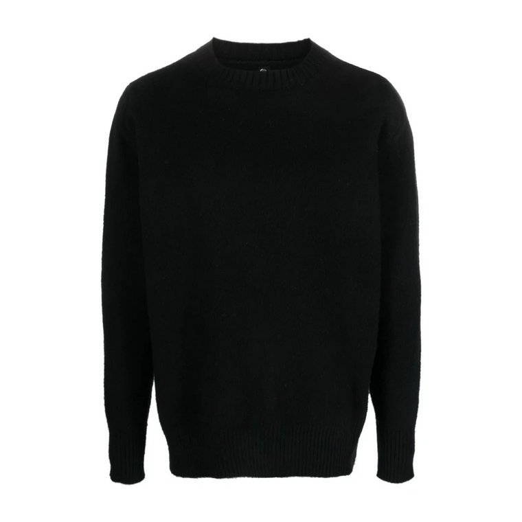 Czarne Wełniane Swetry z Wzorem Intarsia Oamc