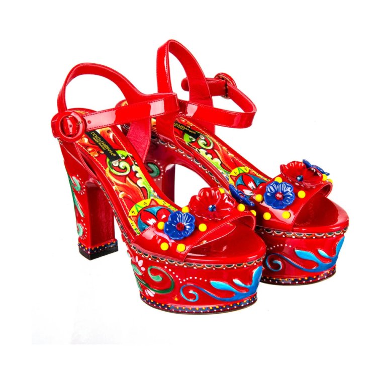 Czerwone Skórzane Décolleté Buty Dolce & Gabbana