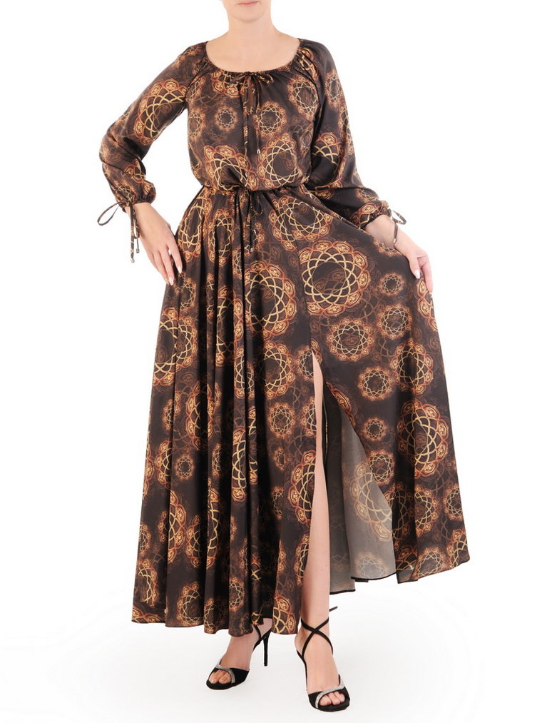 Sukienka maxi, elegancka kreacja z rozcięciem 34080
