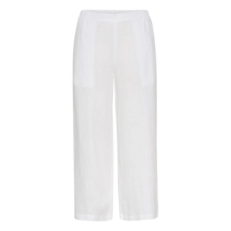 Białe lniane spodnie z elastycznym pasem Part Two