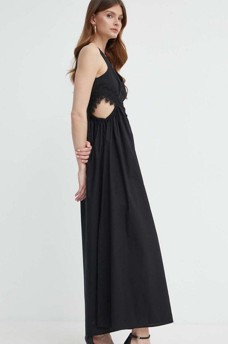 Twinset sukienka kolor czarny maxi rozkloszowana