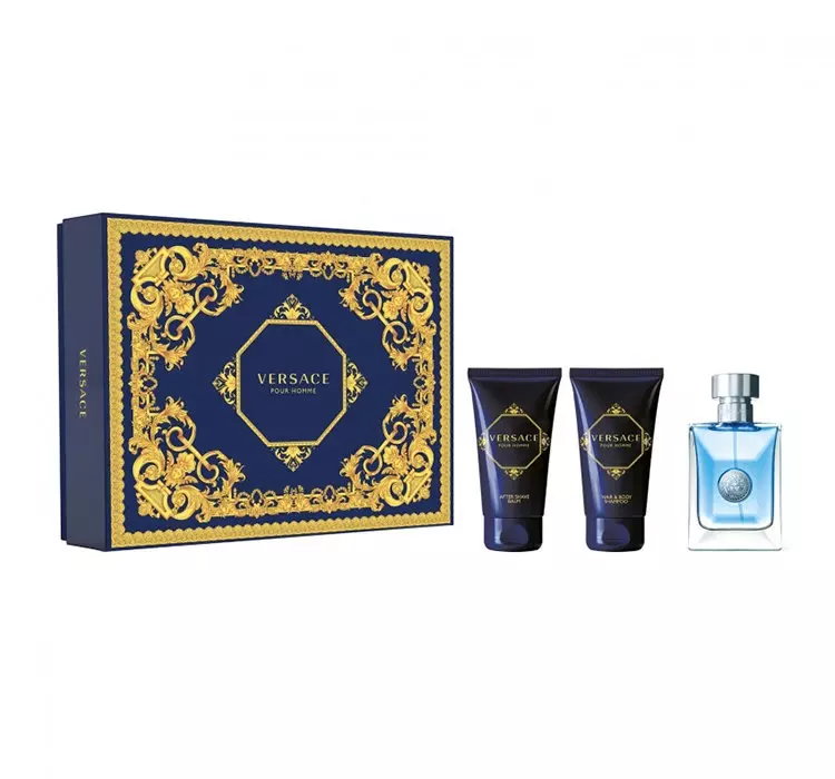 VERSACE POUR HOMME ZESTAW WODA TOALETOWA SPRAY 50ML + SZAMPON 50ML + BALSAM PO GOLENIU 50ML