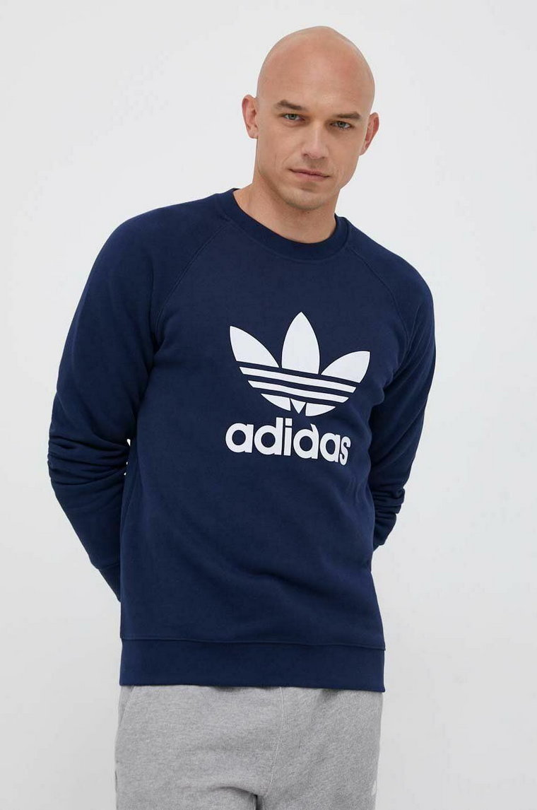 adidas Originals bluza bawełniana męska kolor granatowy z nadrukiem