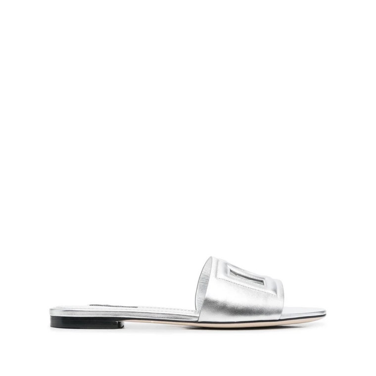 Srebrne sandały z efektem metalicznym i detalami 3D Dolce & Gabbana