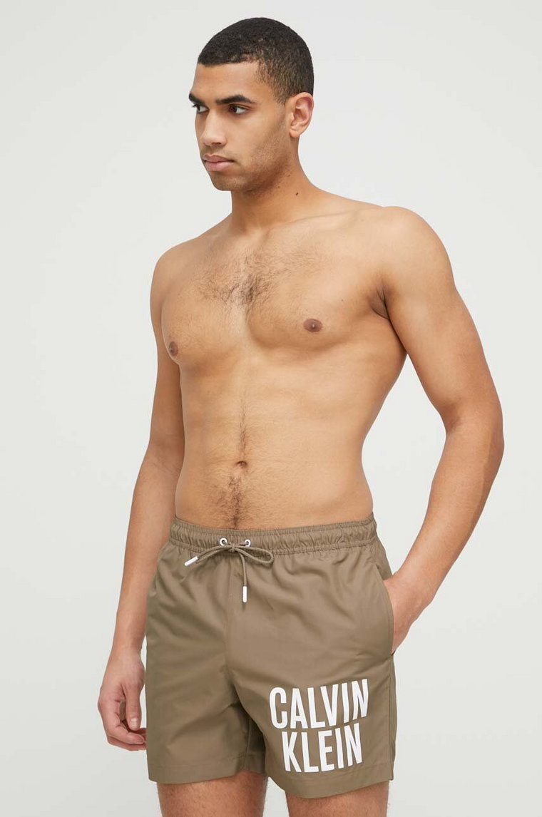 Calvin Klein szorty kąpielowe kolor brązowy