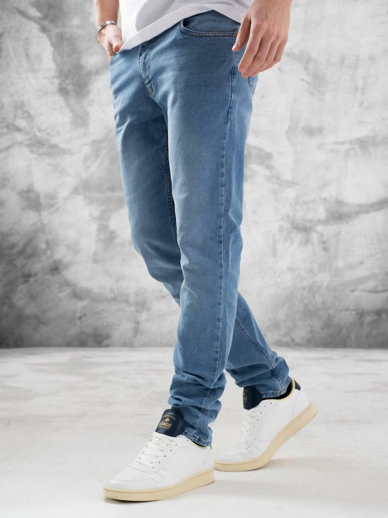 Spodnie Jeansowe Croll Basic Mustache Slim Jasno Niebieskie