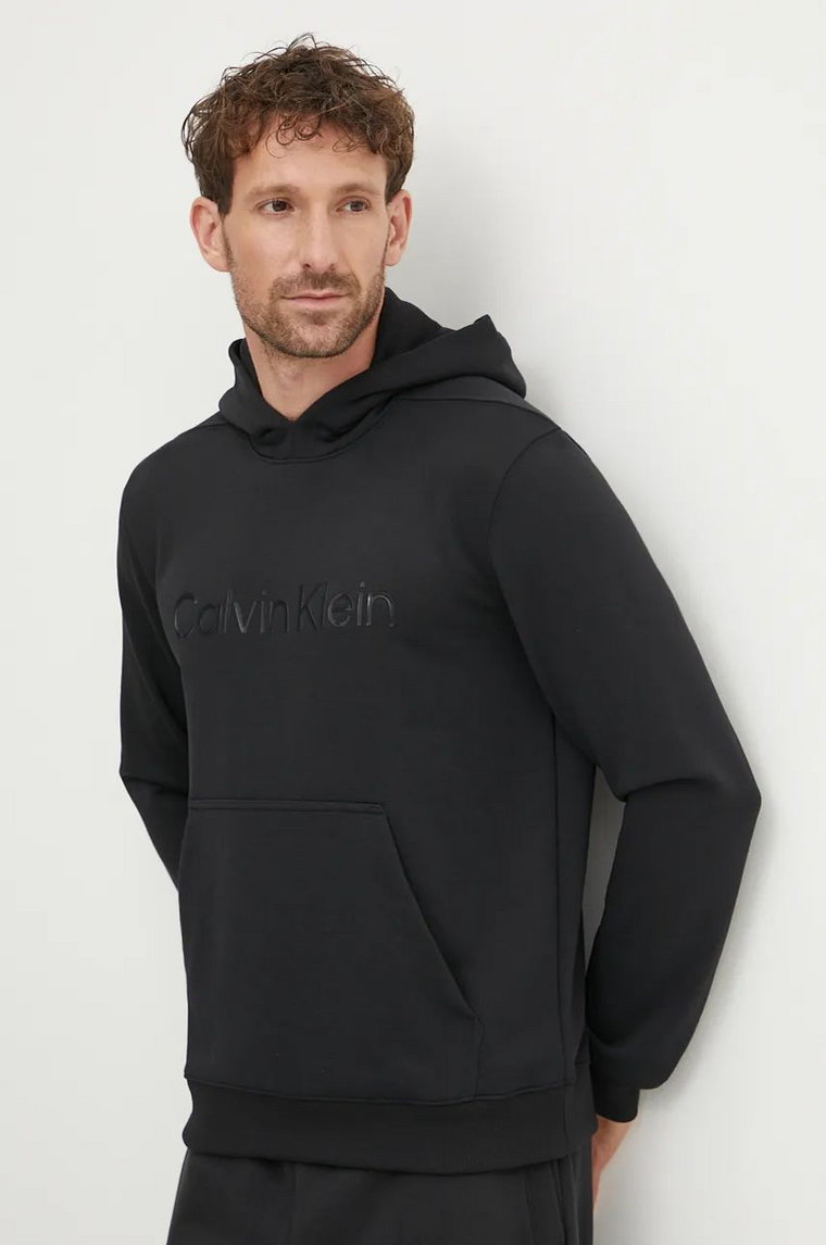 Calvin Klein Performance bluza treningowa kolor czarny z kapturem z aplikacją 00GMF4W302