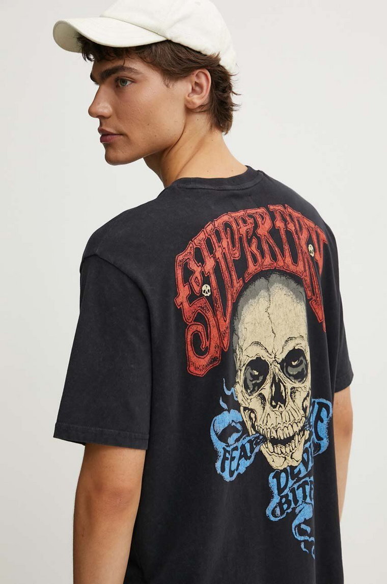 Superdry t-shirt bawełniany męski kolor czarny z nadrukiem M1012047A-8IT