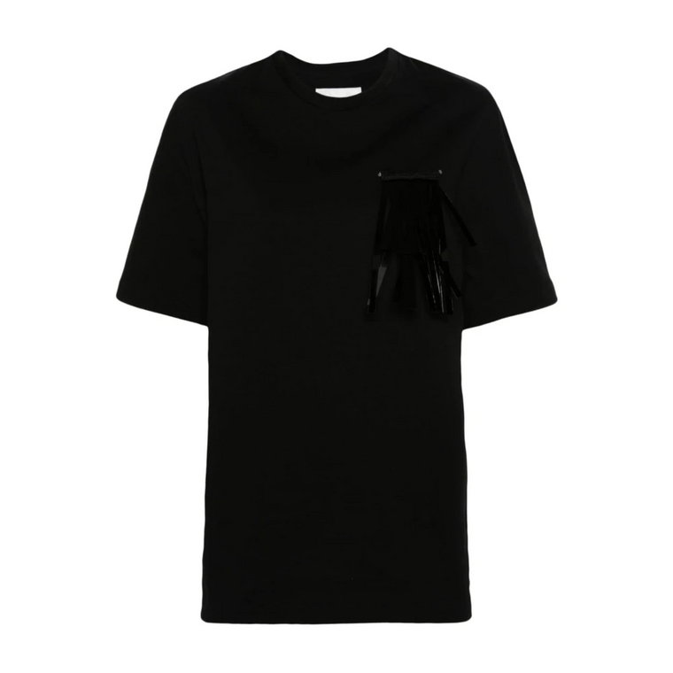 Czarna Bawełniana Koszulka z Okrągłym Dekoltem Jil Sander