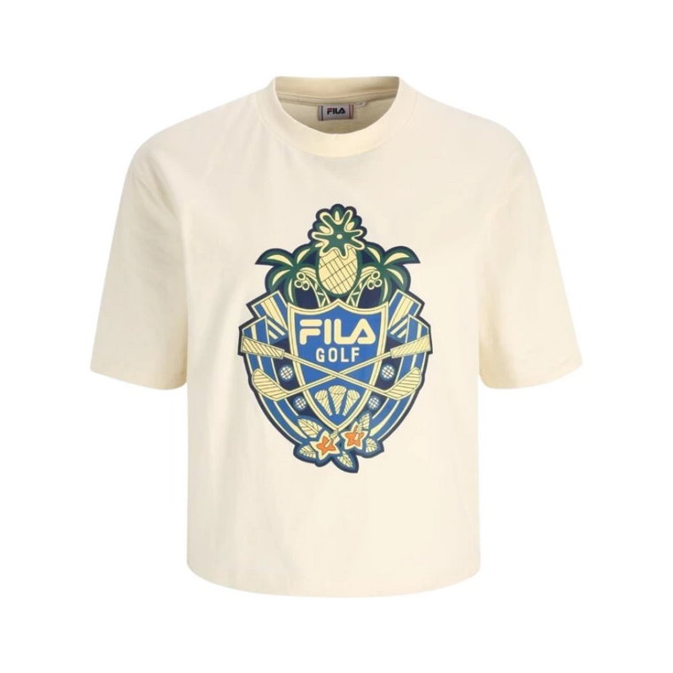 Krótki Rękaw Bawełniana Koszulka z Logo Fila