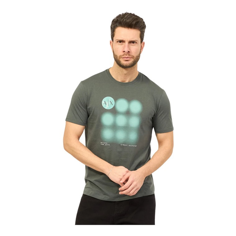 Szara Bawełniana T-shirt z Okrągłym Dekoltem Armani Exchange