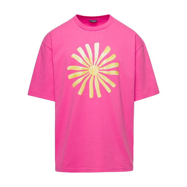 Męska koszulka z nadrukiem słońca w kolorze różowym Jacquemus