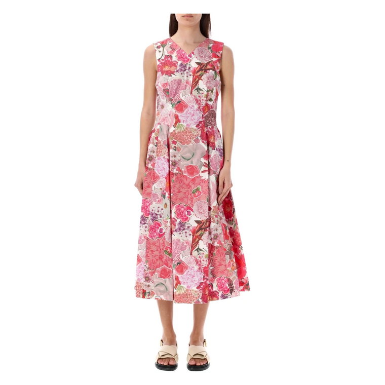Różowa Sukienka z Nadrukiem Collage Clematis Marni