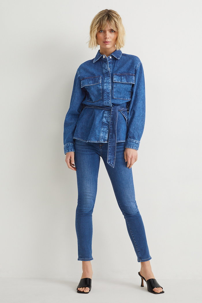 C&A Slim jeans-średni stan-LYCRA, Niebieski, Rozmiar: 38 długi