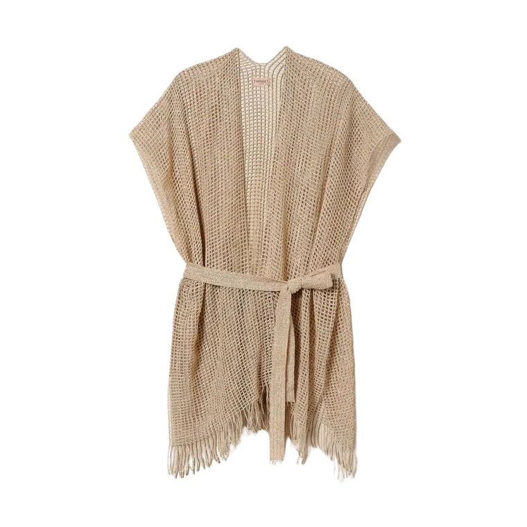 Mesh Kimono Cape z Frędzlami Twinset