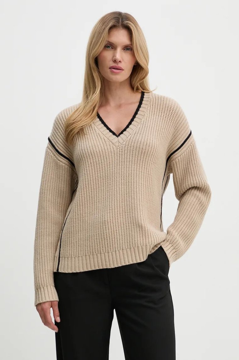 Bruuns Bazaar sweter SimonaBBBenia knit damski kolor beżowy ciepły BBW4100