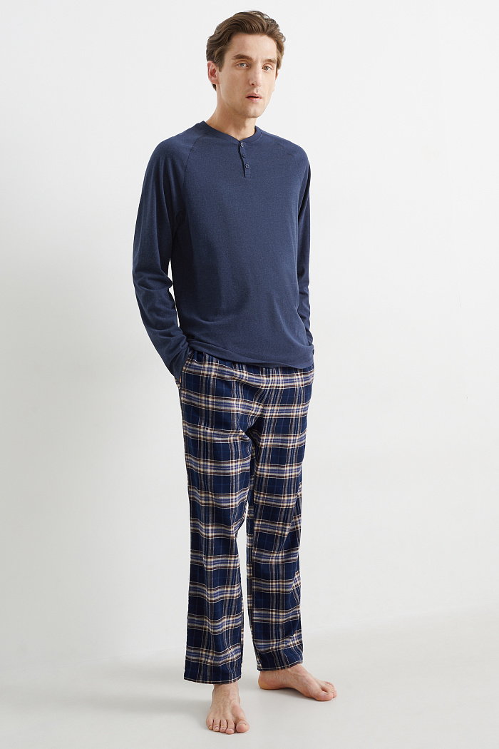 C&A Piżama z flanelowymi spodniami, Niebieski, Rozmiar: XL
