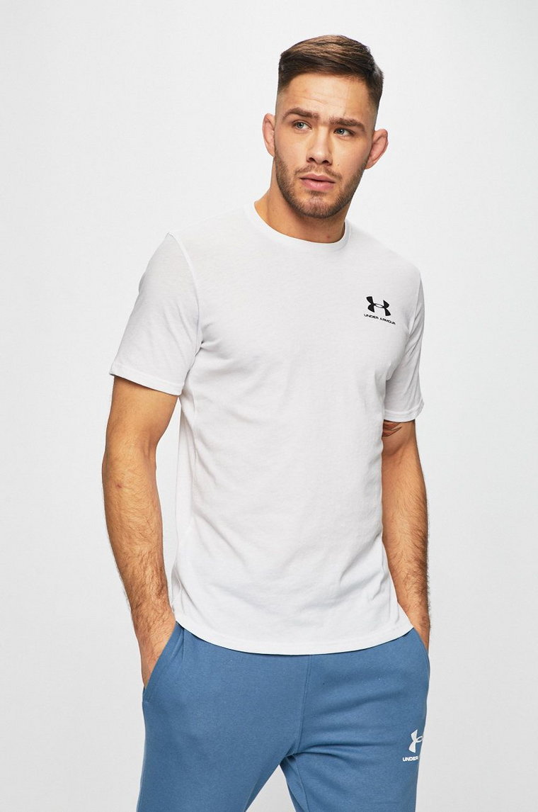 Under Armour t-shirt SPORTSTYLE LEFT CHEST męski kolor biały gładki 1326799