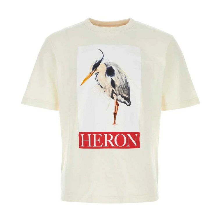 Bawełniana koszulka w kolorze kości słoniowej Heron Preston