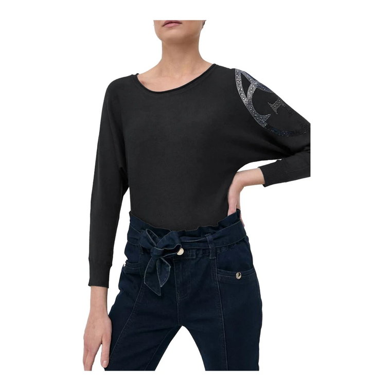 Sweter z Logo i Kamieniami na Ramieniu - Guess Jeans Guess