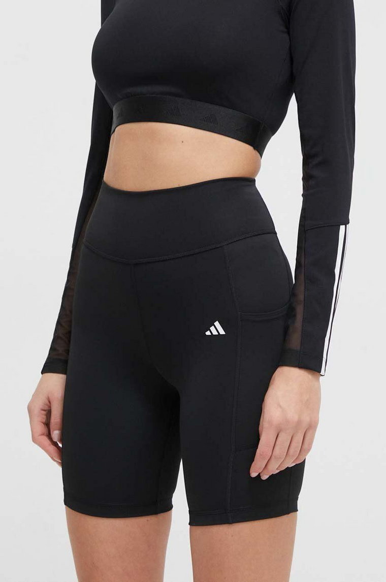 adidas Performance szorty treningowe Optime kolor czarny gładkie high waist IQ2686