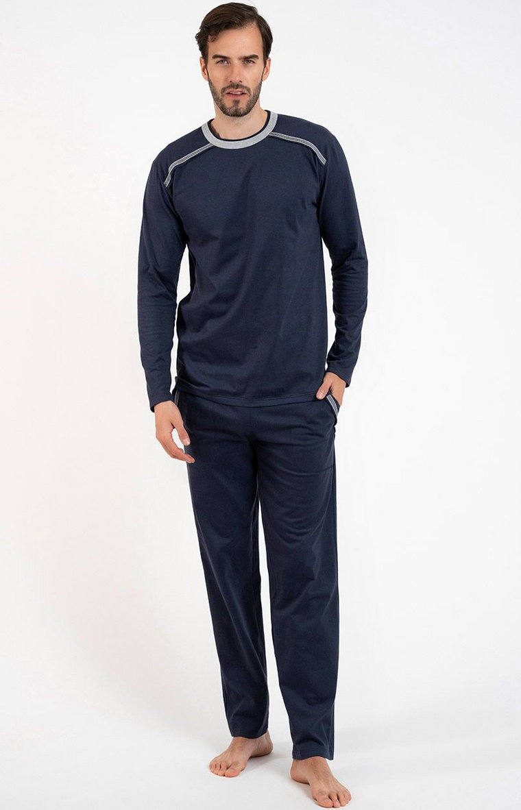 Bawełniana piżama męska granatowa Zbyszek, Kolor granatowy, Rozmiar M, Italian Fashion