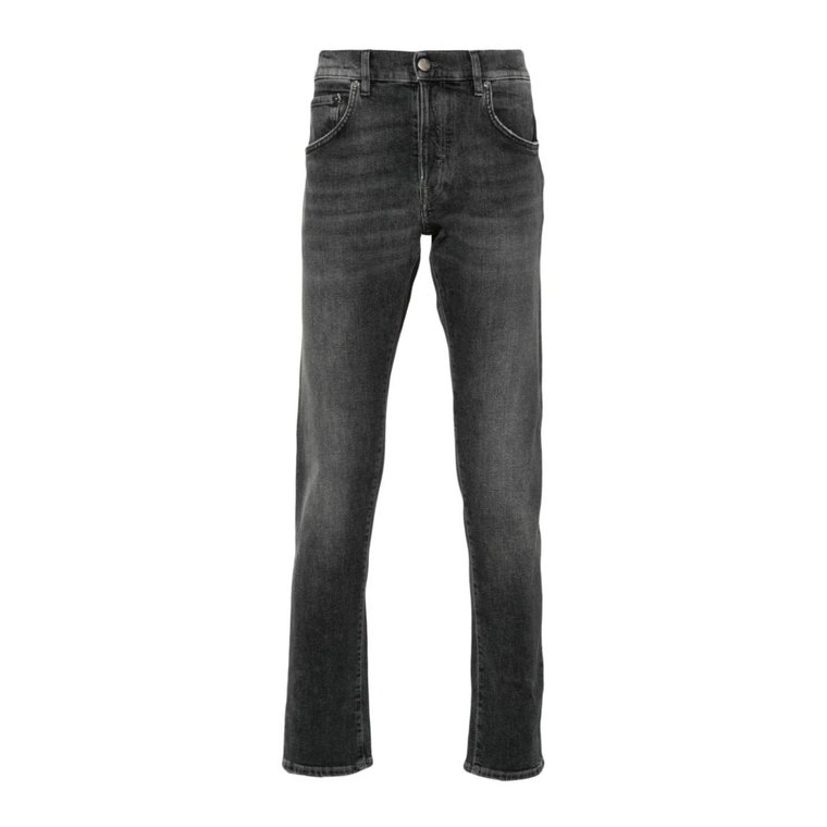 Czarne Slim-fit Jeansy z Efektem Whiskering PT Torino