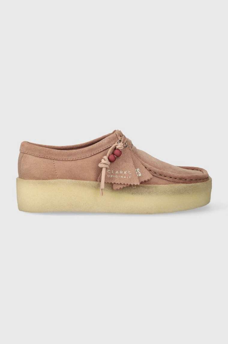 Clarks Originals półbuty zamszowe Wallabee Cup damskie kolor beżowy na płaskim obcasie 26173252