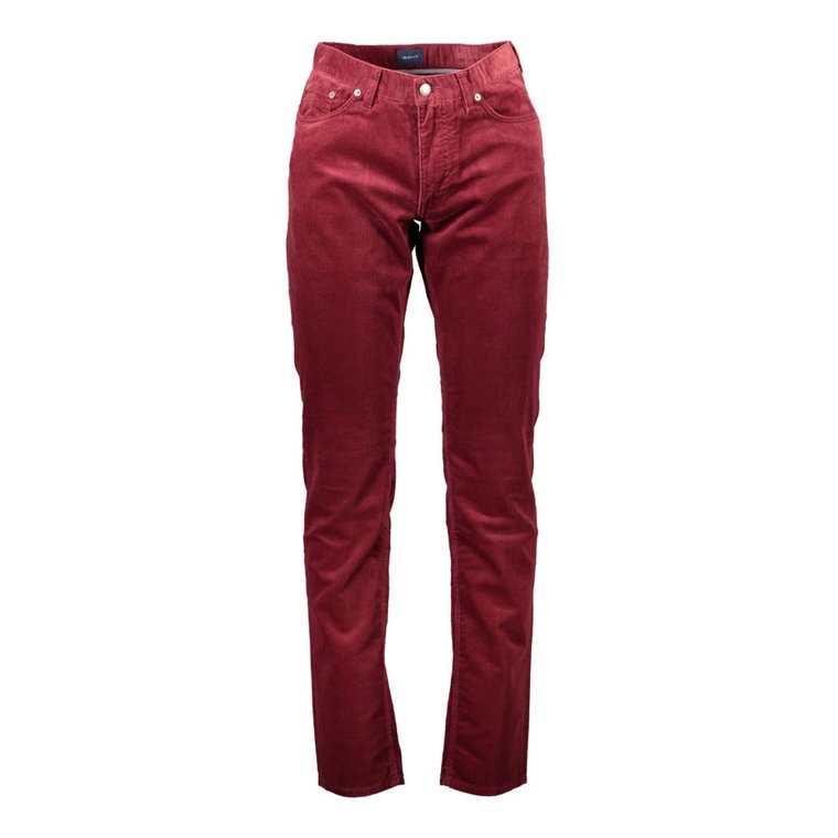 Czerwone Bawełniane Jeansy & Spodnie, 5-Kieszeniowe Spodnie Gant