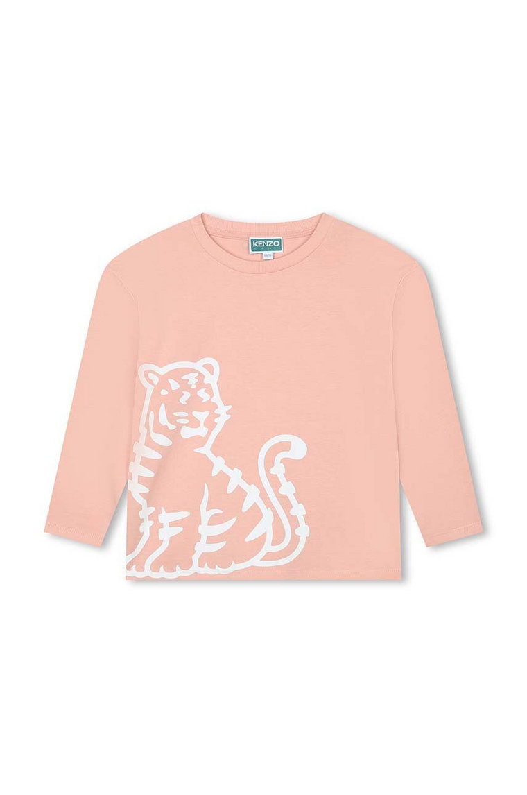 Kenzo Kids longsleeve bawełniany dziecięcy kolor różowy