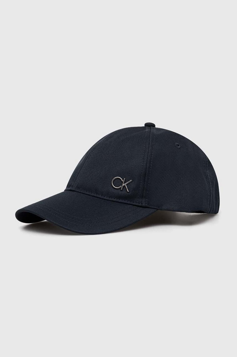 Calvin Klein czapka z daszkiem kolor granatowy gładka