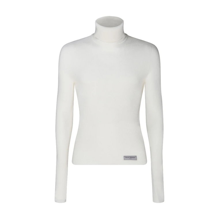 Biała Sweter z Logo z Wełny Merino Balmain